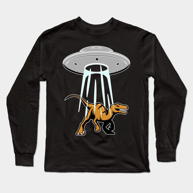 UFO Alien Abduction Dinosaur Raptor Gift Long Sleeve T-Shirt by Swagazon